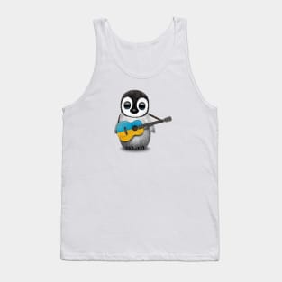 Baby Penguin Playing Ukrainian Flag Guitar Tank Top